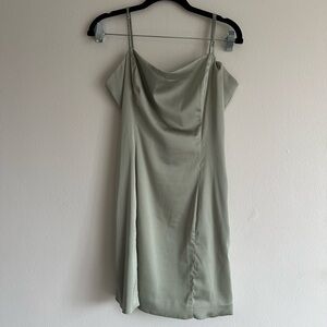 Aritzia Sunday Best Green Satin Mini Dress